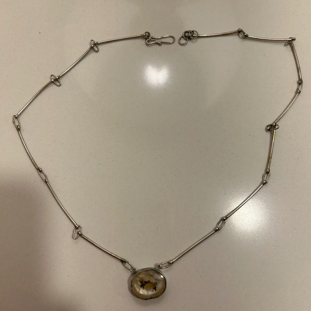 Silver necklace with Dendritic Quartz